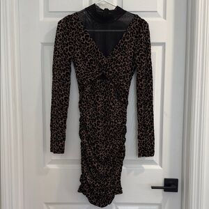Shania Twain Halloween Costume Leopard Print Long Sleeve Dress